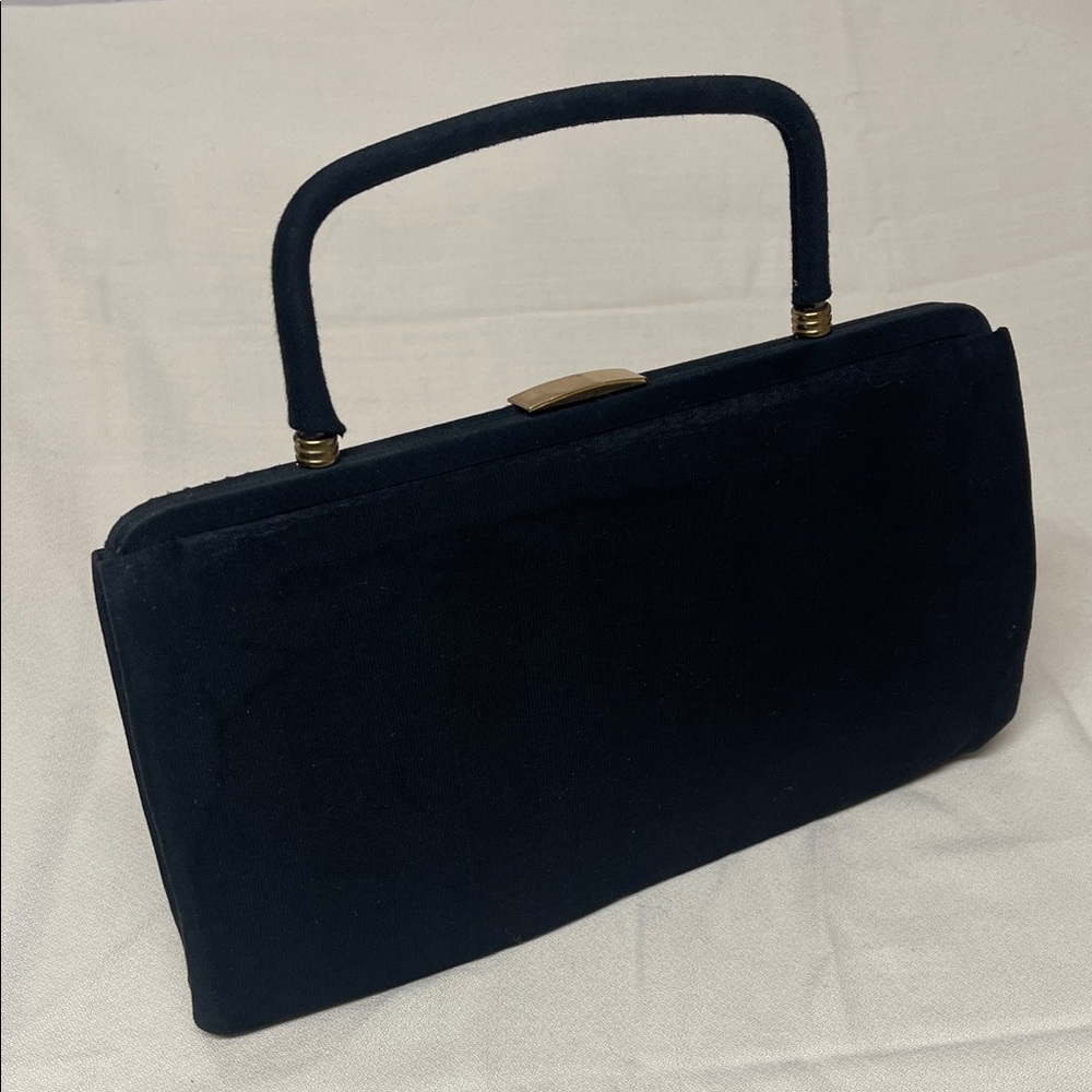 Sophisticated Vintage Black Fabric Clutch